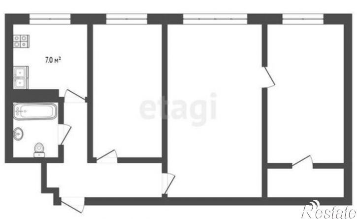 3-комн квартира Сахалинская улица, 3,  д. 3