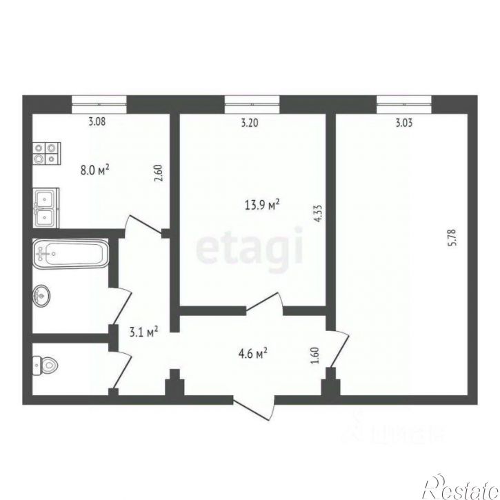 2-комн квартира улица Мира, 126А,  д. 126А