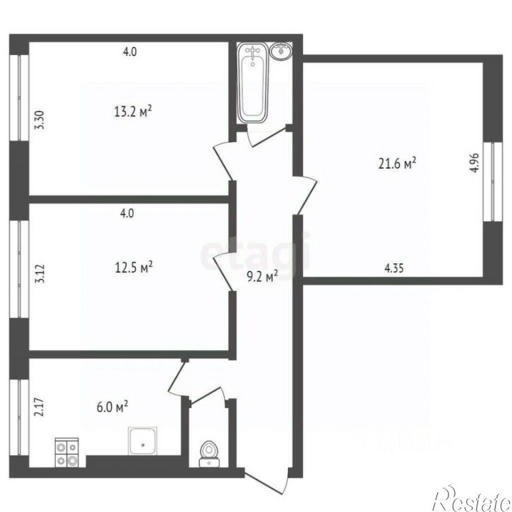 3-комн квартира Комсомольский проспект, 96,  д. 96