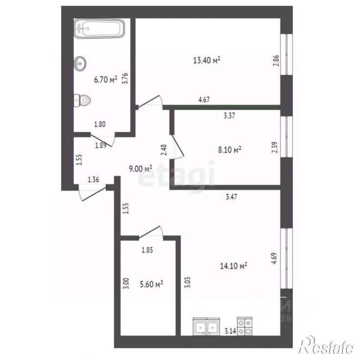 2-комн квартира Хрустальная улица, 8,  д. 8