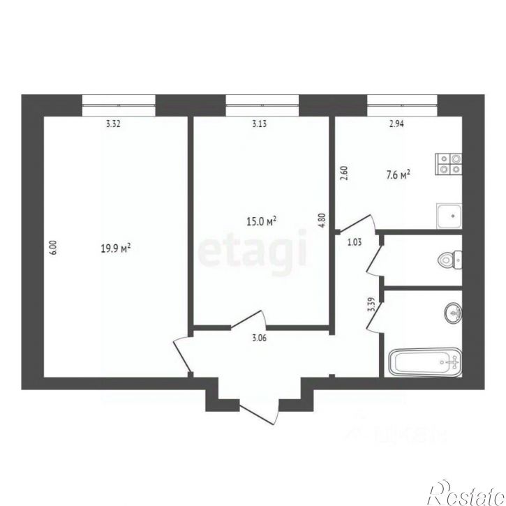 2-комн квартира улица Академика Веденеева, 19,  д. 19