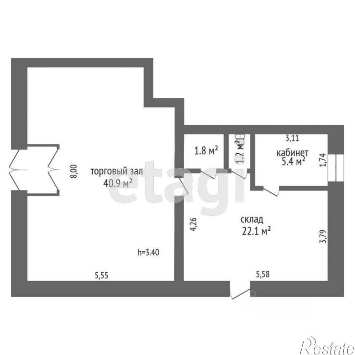 Торговое помещение улица Марии Загуменных, 14,  д. 14