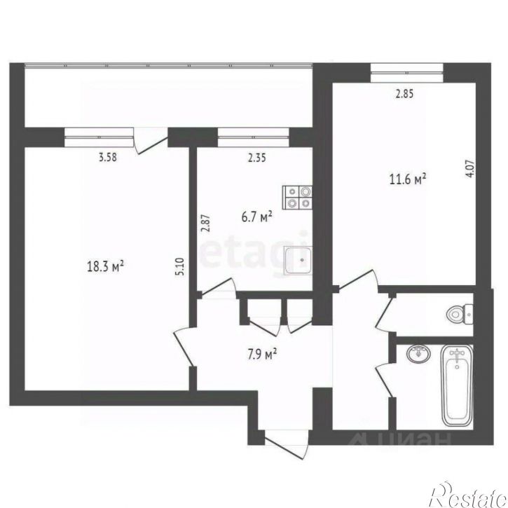 2-комн квартира Парковый проспект, 41Б,  д. 41Б