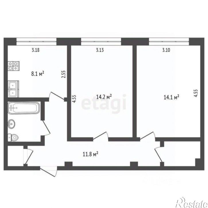 2-комн квартира городской округ Пермь, Пермь