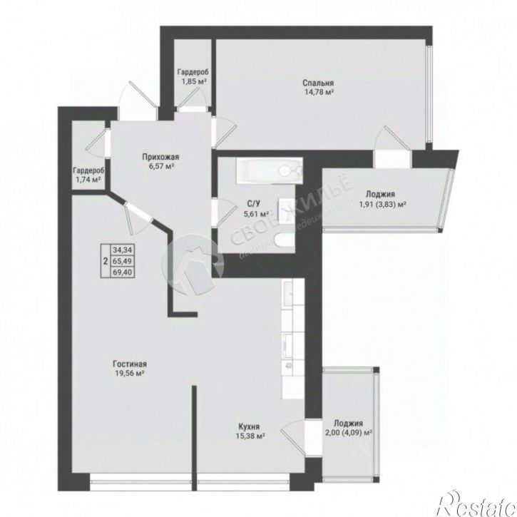 2-комн квартира Пермь, ул. Ленская, 30