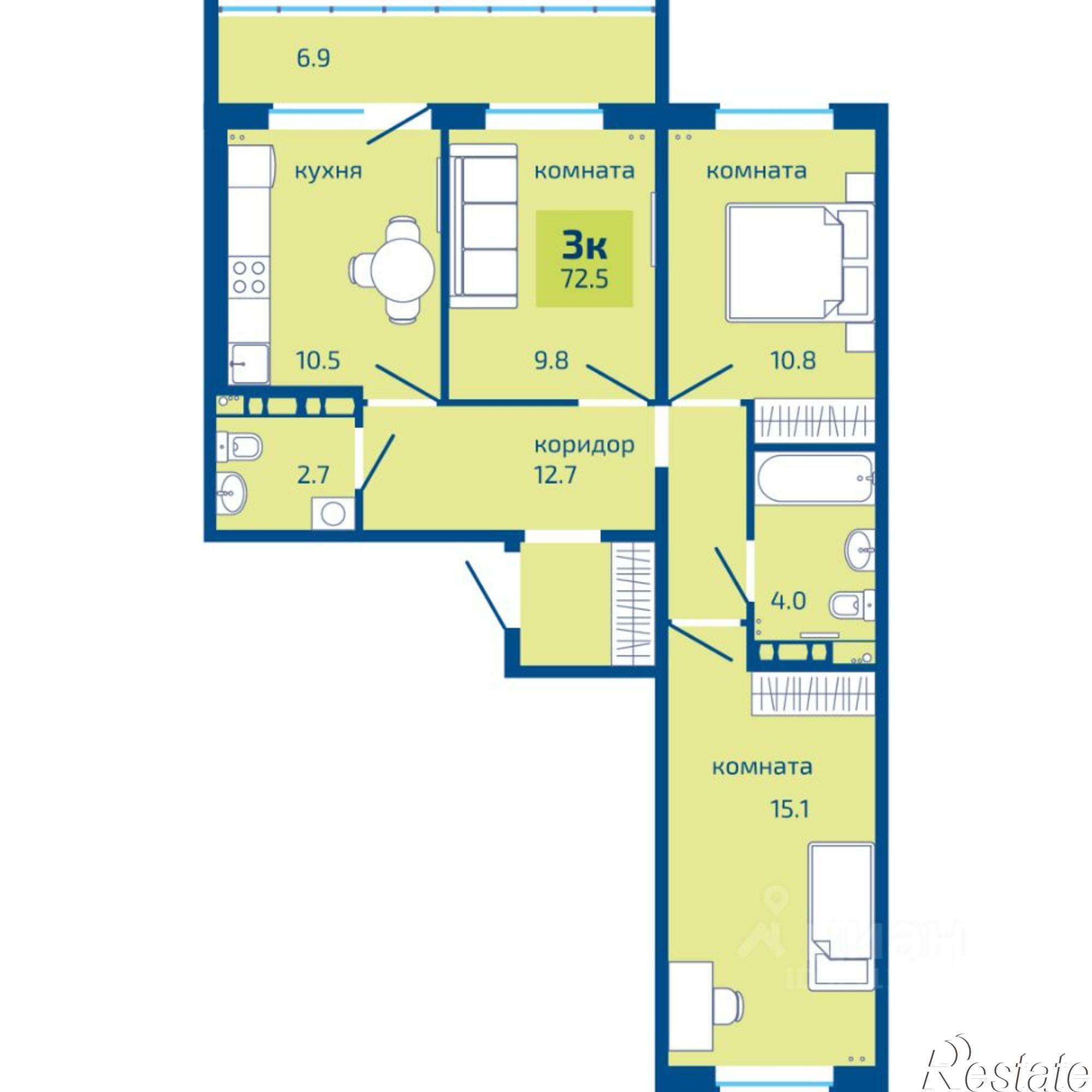 Купить квартиру за 7 553 000 рублей на улица Гашкова, 59