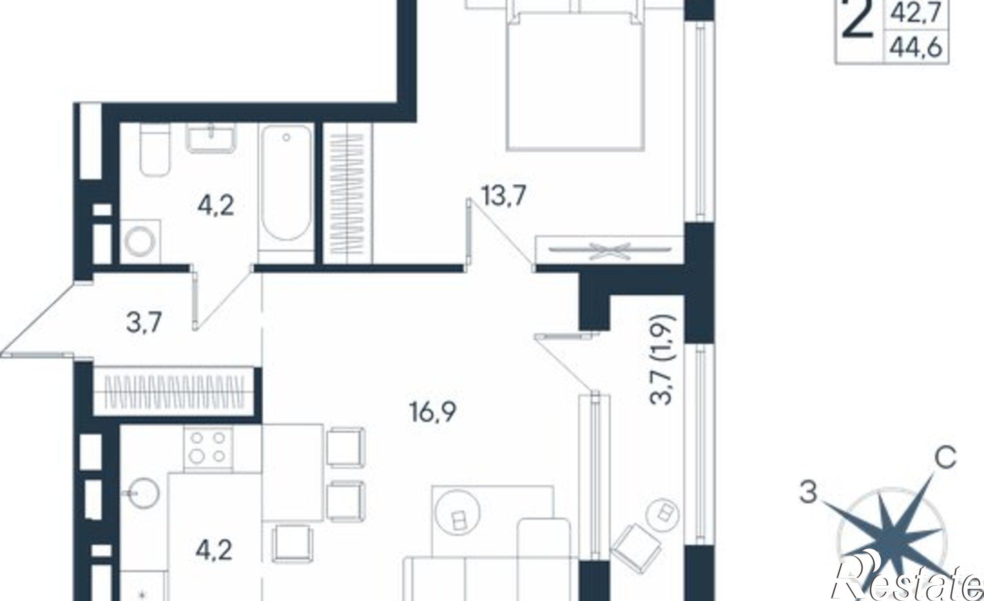 Купить квартиру за 8 447 240 рублей на ул Космонавта Беляева, 22