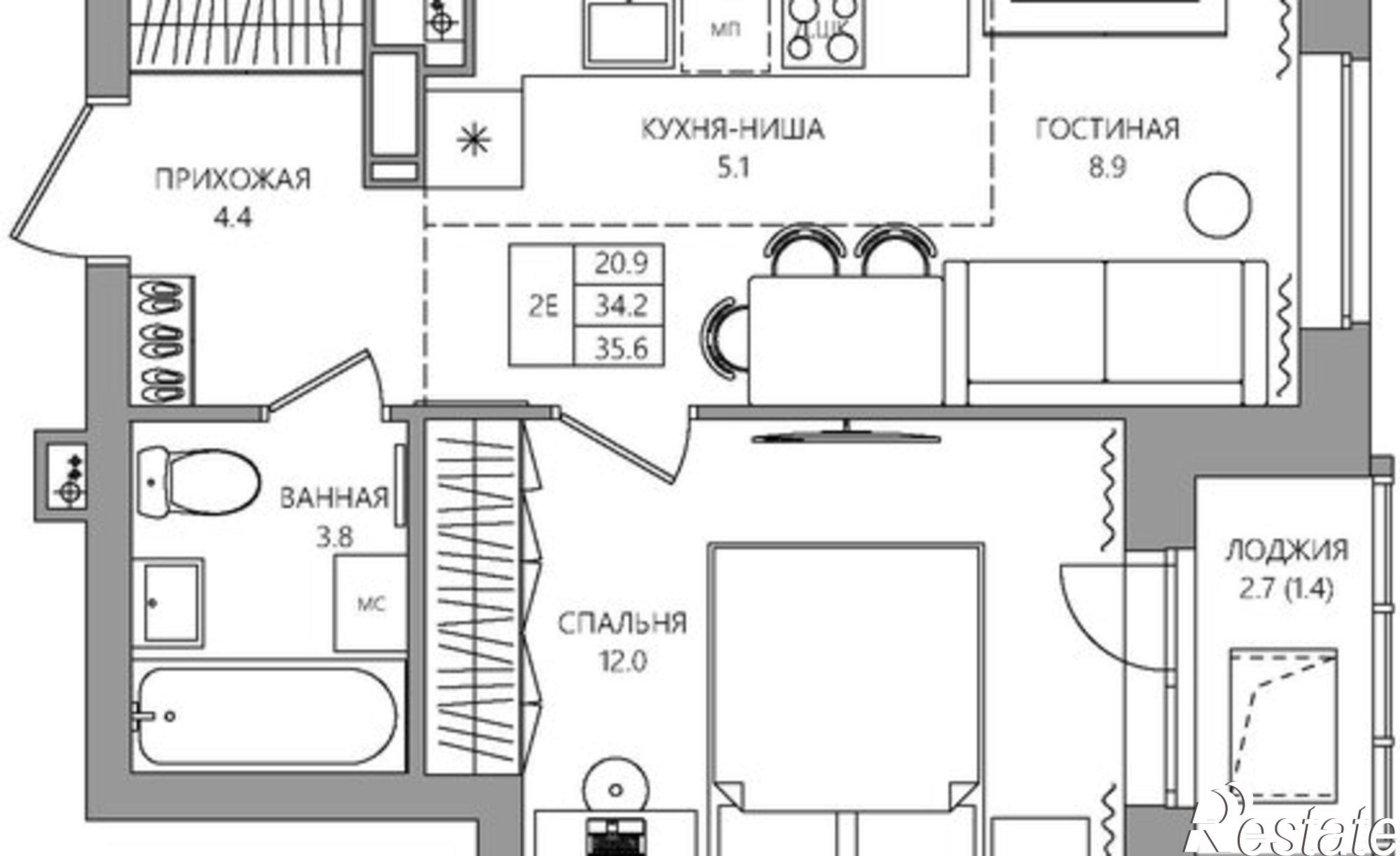 Купить квартиру за 5 391 000 рублей на ул Батумская, 17