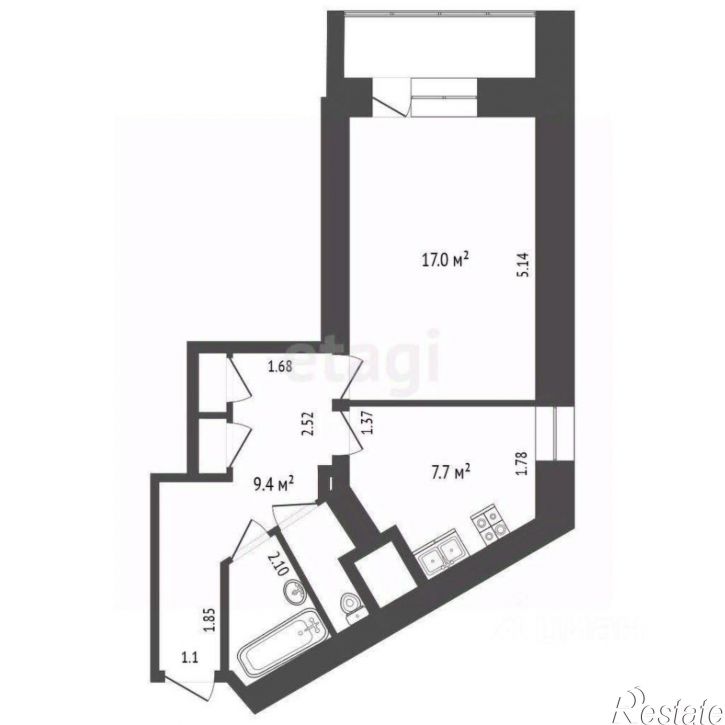 1-комн квартира улица Попова, 23,  д. 23