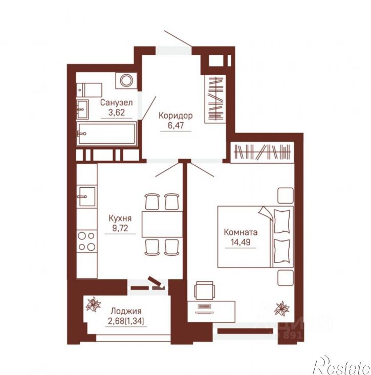 1-комн квартира в новом доме Кронштадтская улица, 41В,  д. 41В
