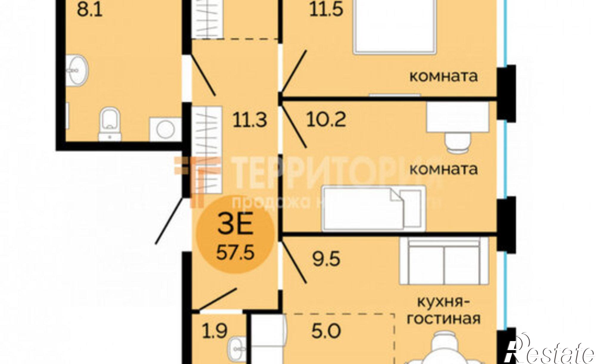 Купить квартиру за 7 450 000 рублей на улица Яблочкова, 5 к5