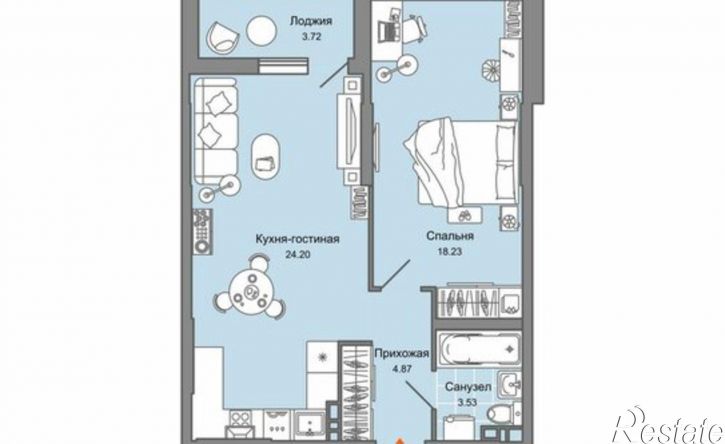 1-комн квартира в новом доме улица Дзержинского, 35,  д. 35