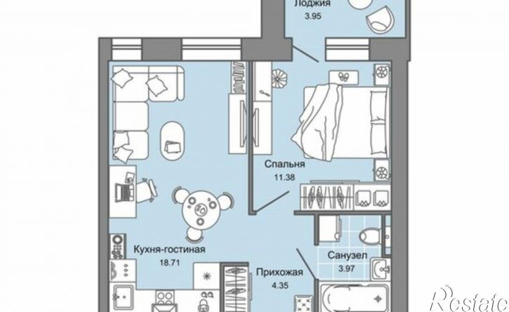 1-комн квартира в новом доме ул Дзержинского, 31,  д. 31