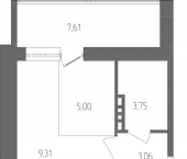 1-комн, 24 кв м, этаж 4/4 ул Танцорова, 42