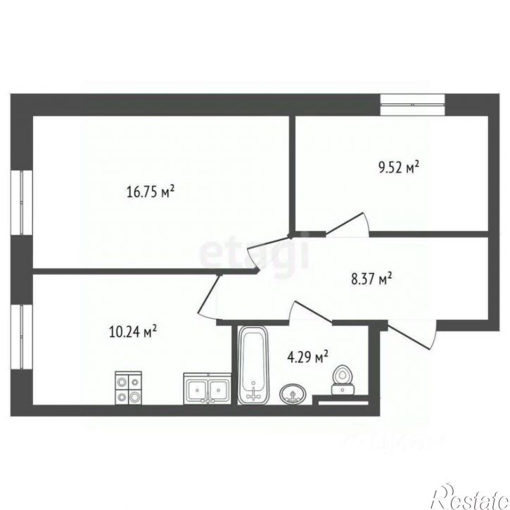 2-комн квартира улица Космонавта Леонова, 68Б,  д. 68Б