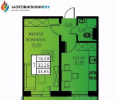 1-комн, 33 кв м, этаж 8/12 улица Гашкова, 53к3