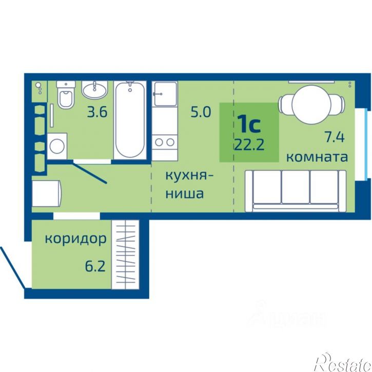 1-комн квартира в новом доме ул Целинная, 49б,  д. 49б