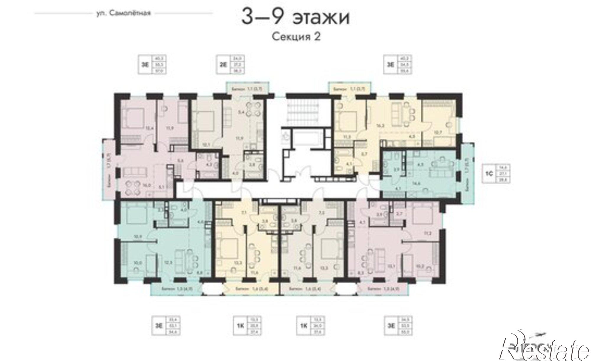 Купить квартиру за 9 878 000 рублей на Самолётная улица, 7А