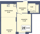 2-комн, 42 кв м, этаж 6/10 улица Спешилова