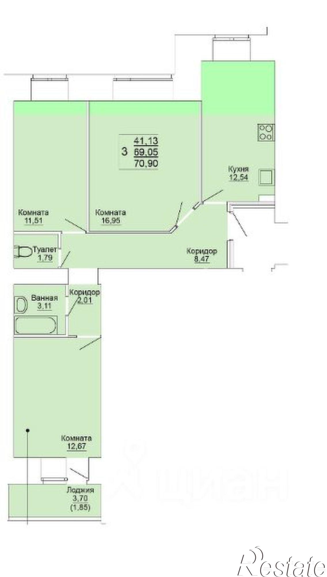 Купить квартиру за 6 809 000 рублей на ул Сокольская, 10