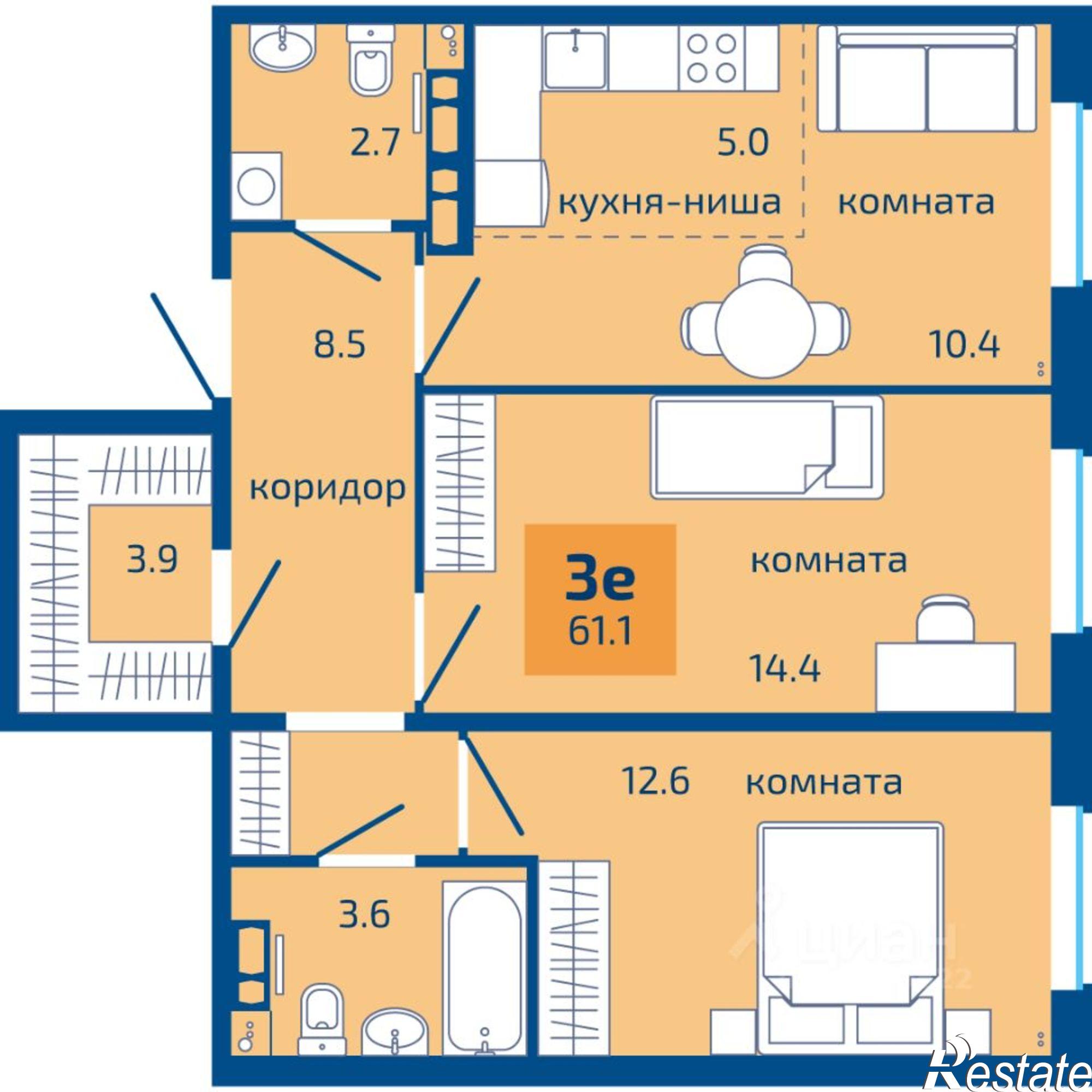 Купить квартиру за 6 429 000 рублей на ул Гашкова, 59