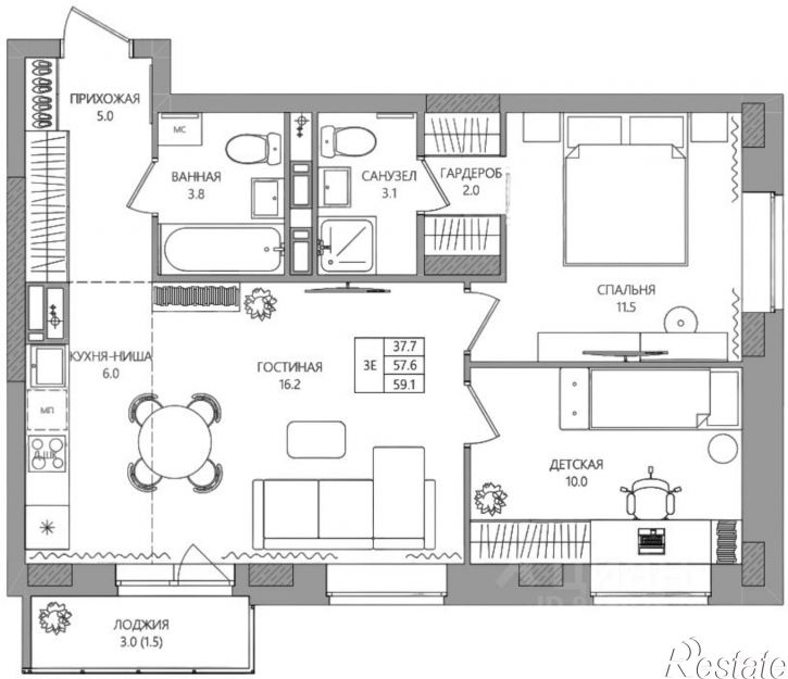 3-комн квартира в новом доме 3-я Нейвинская улица, 7,  д. 7