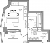 2-комн, 42 кв м, этаж 17/28 Баковый пер, 5Б