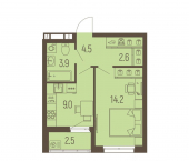 1-комн, 35 кв м, этаж 2/16 Углеуральская улица, 27