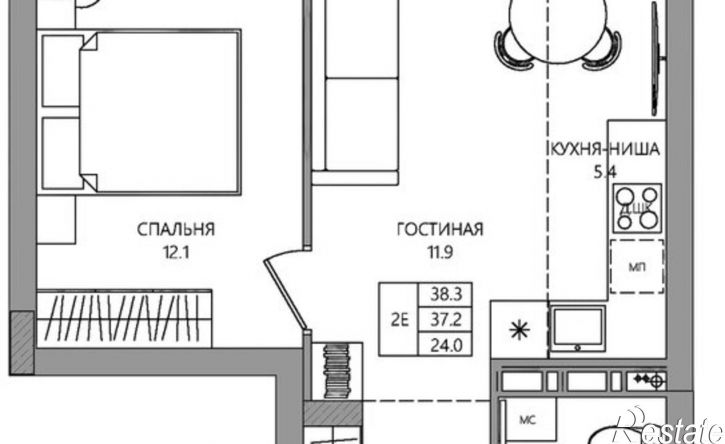 2-комн квартира в новом доме ул Самолетная, 7а,  д. 7а