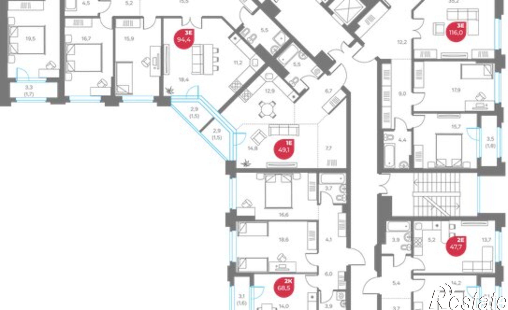 Купить квартиру за 45 240 000 рублей на улица Максима Горького, 1