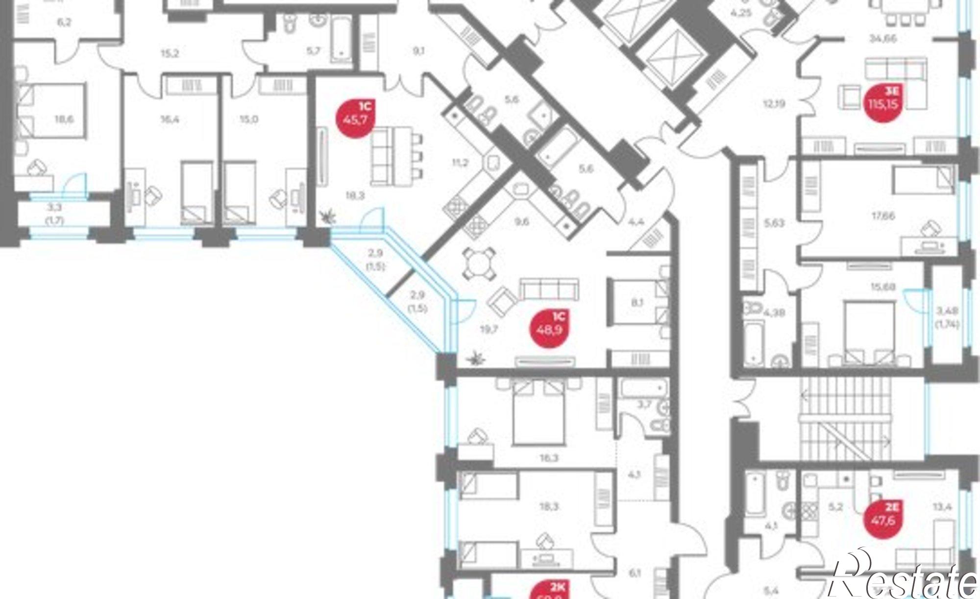 Купить квартиру за 18 360 000 рублей на ул Монастырская, 9