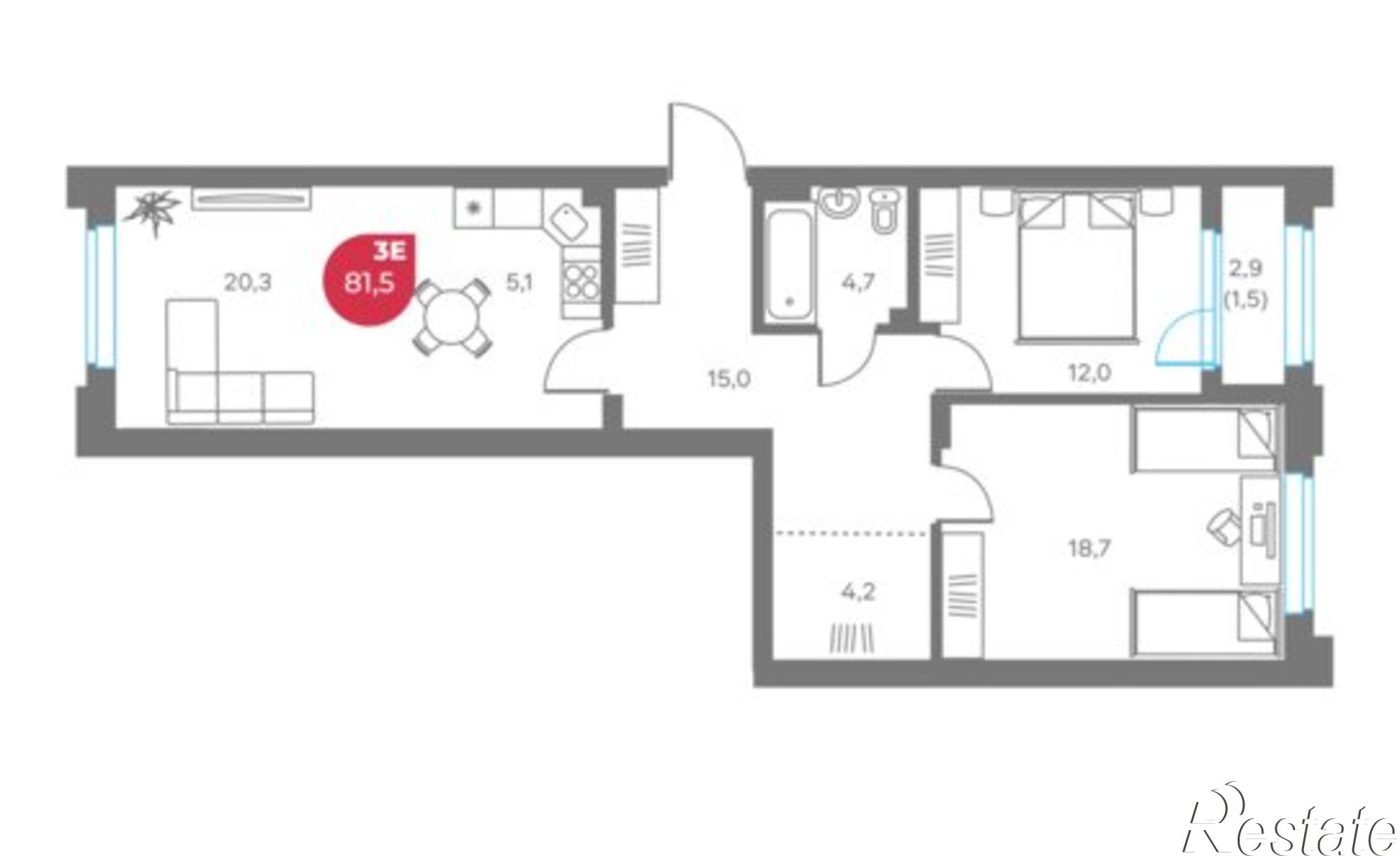 Купить квартиру за 20 782 500 рублей на ул Монастырская, 9