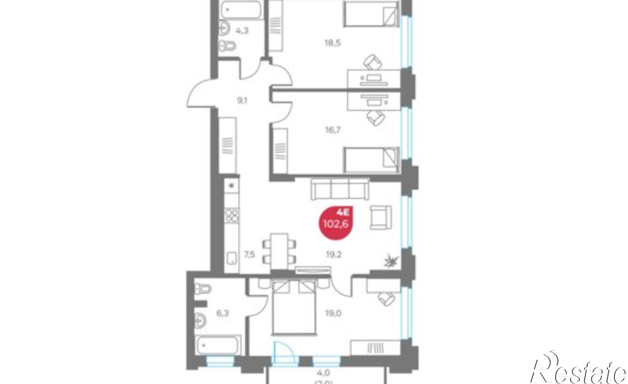 Купить квартиру за 27 189 000 рублей на ул Монастырская, 9