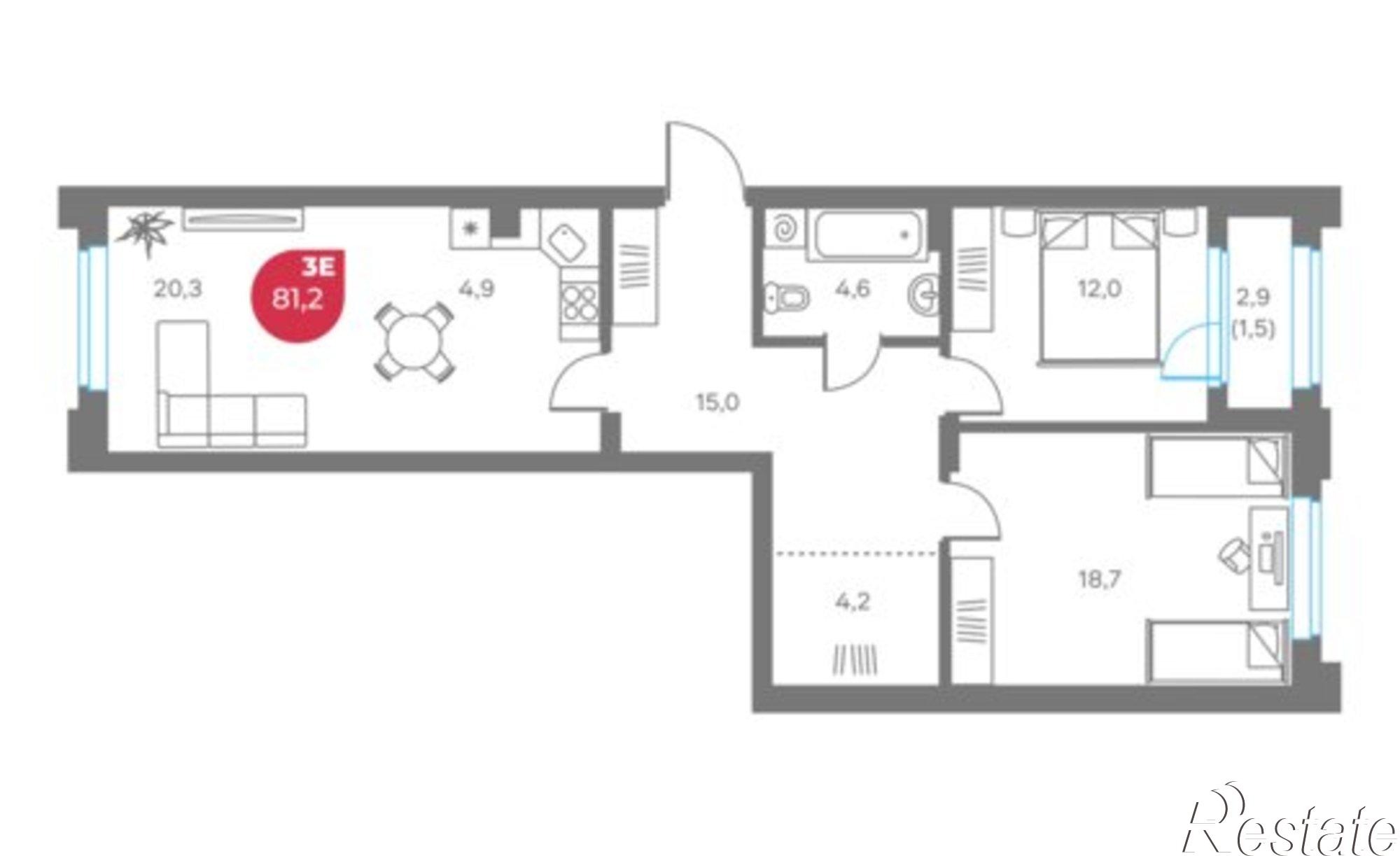 Купить квартиру за 22 330 000 рублей на ул Монастырская, 9