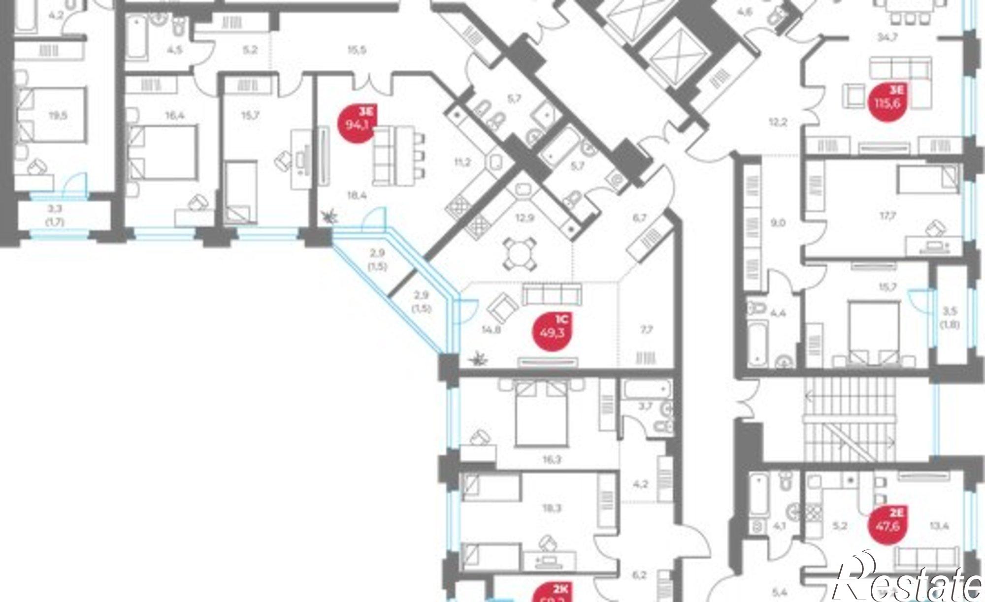 Купить квартиру за 20 782 500 рублей на ул Монастырская, 9