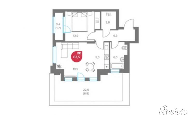 2-комн квартира в новом доме улица Максима Горького, 1,  д. 1