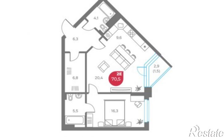 2-комн квартира в новом доме улица Максима Горького, 1,  д. 1