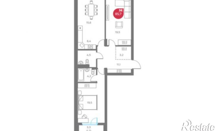 3-комн квартира в новом доме ул Монастырская, 9,  д. 9