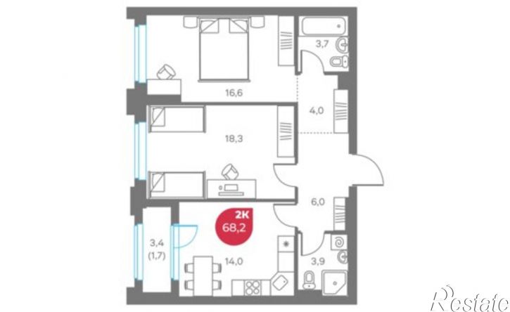 2-комн квартира в новом доме улица Максима Горького, 1,  д. 1