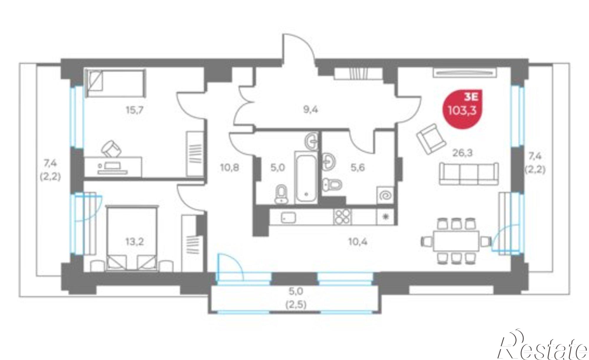 Купить квартиру за 30 990 000 рублей на ул Монастырская, 9