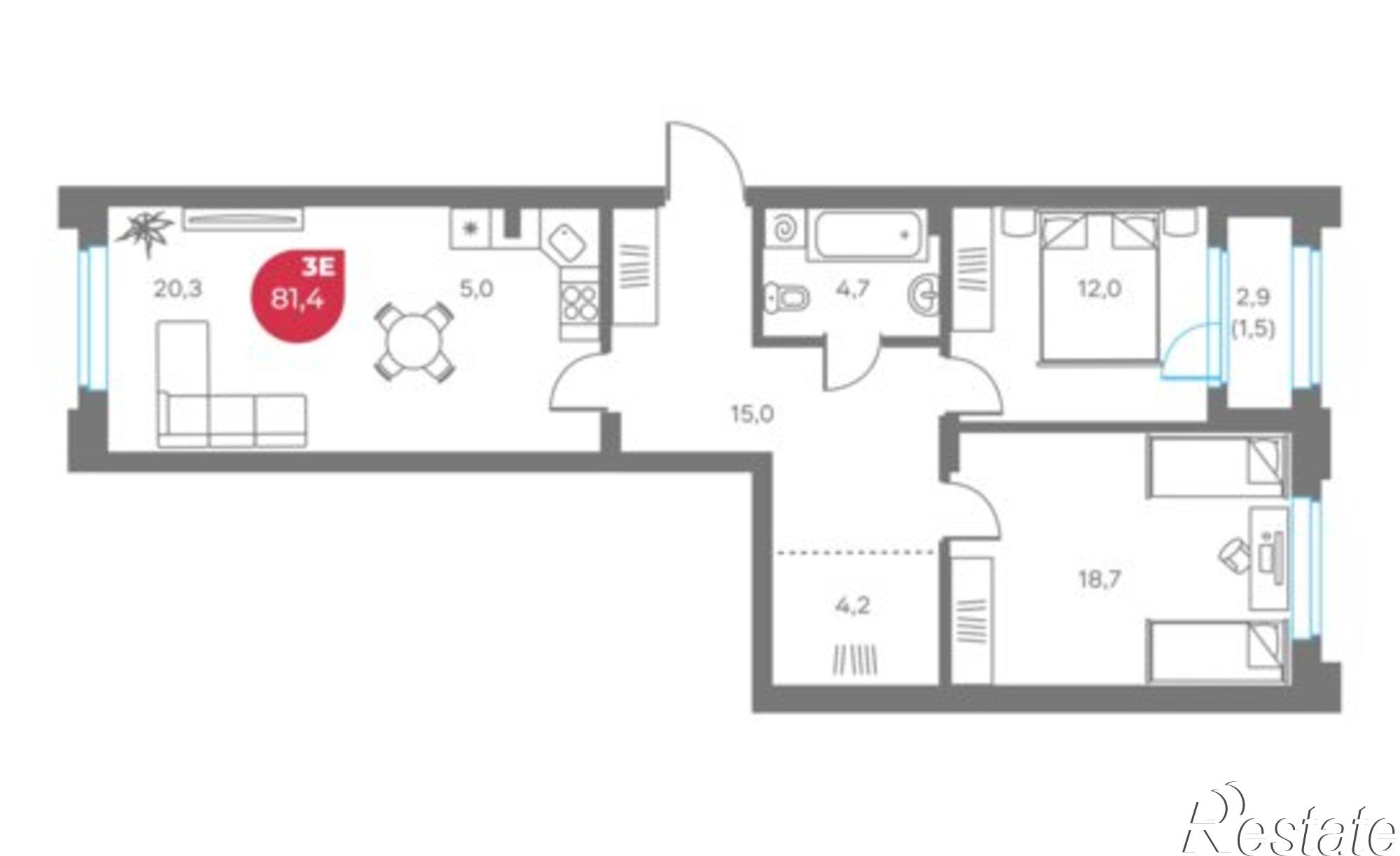 Купить квартиру за 21 978 000 рублей на ул Монастырская, 9