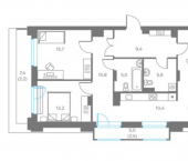 3-комн, 103 кв м, этаж 8/6 ул Монастырская, 9