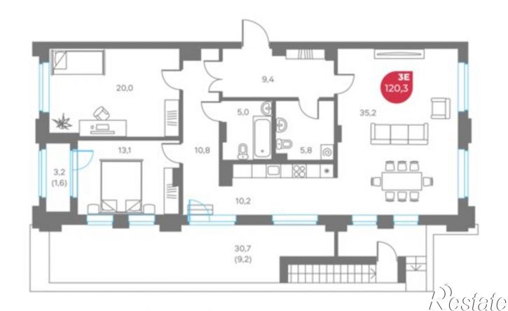 3-комн квартира в новом доме улица Максима Горького, 1,  д. 1