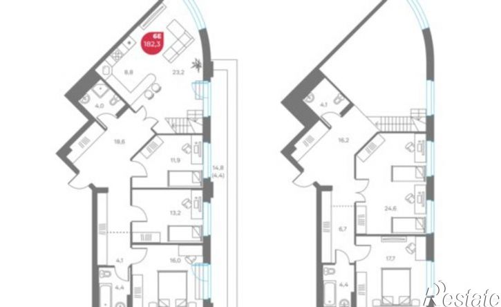 6-комн квартира в новом доме улица Максима Горького, 1,  д. 1