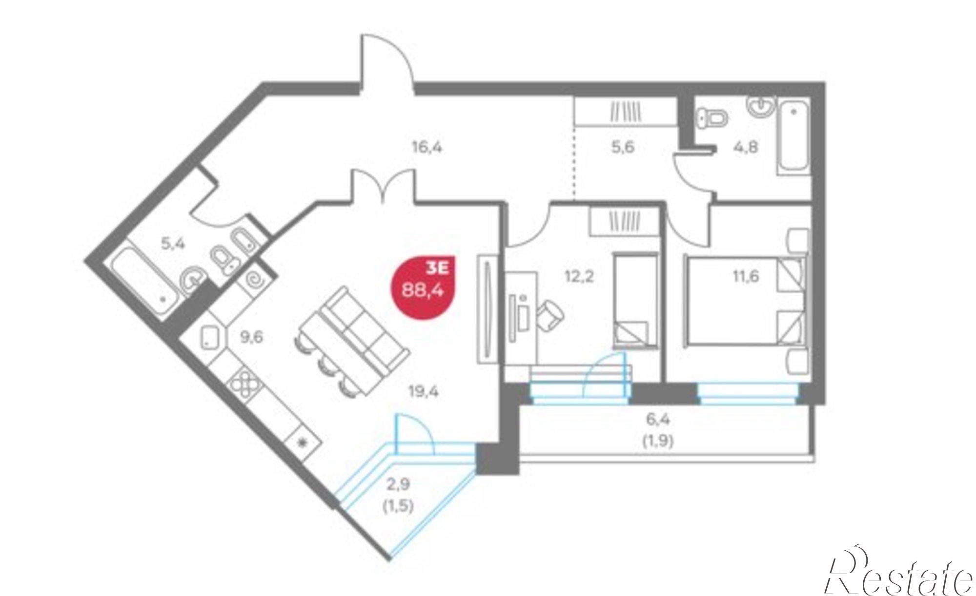 Купить квартиру за 26 520 000 рублей на ул Монастырская, 9