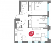 3-комн, 86 кв м, этаж 1/6 улица Максима Горького, 1