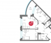 2-комн, 65 кв м, этаж 7/6 ул Монастырская, 9