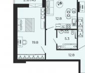 2-комн, 69кв м, этаж 4/20 улица Революции, 2А