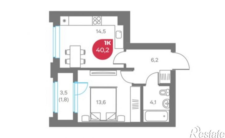 1-комн квартира в новом доме ул Монастырская, 9,  д. 9