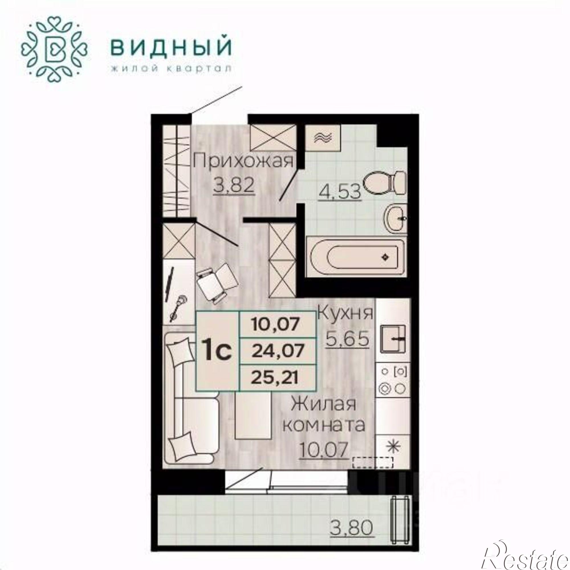 Купить квартиру за 3 653 560 рублей на ул Кавказская, 13а